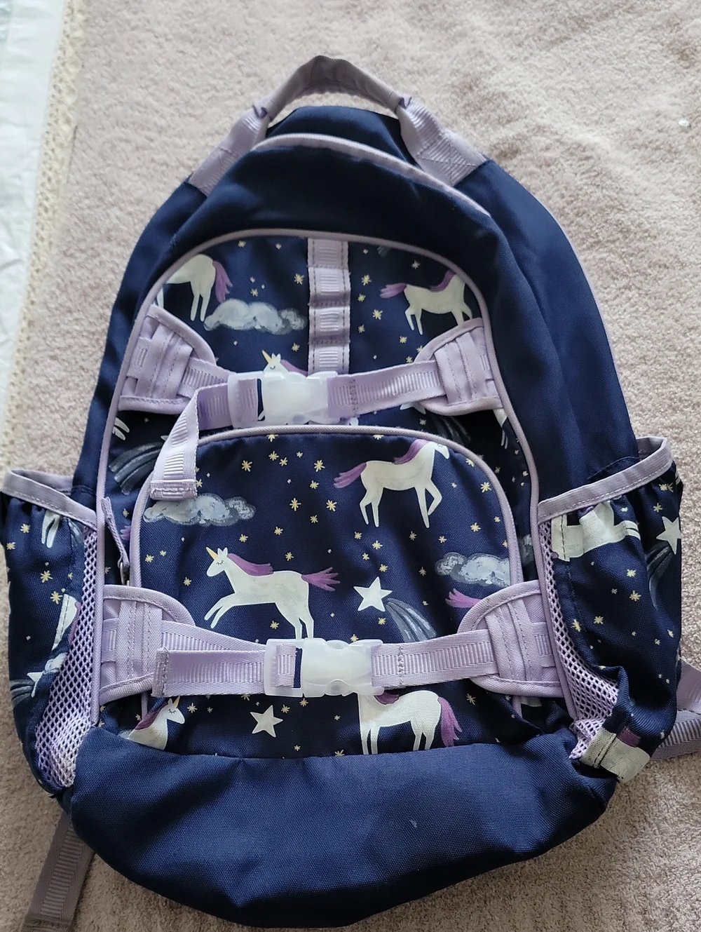 Pottery Barn Kids Navy and Lavender Unicorn Backpack